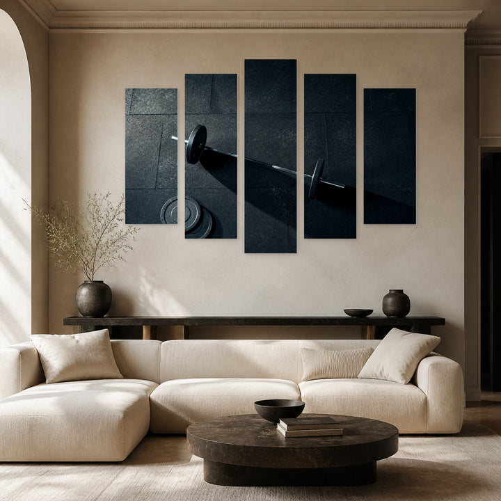 Workout Preparation at Night — five-panel wall art in alternate frontal interior | 5wallart 51580 M4