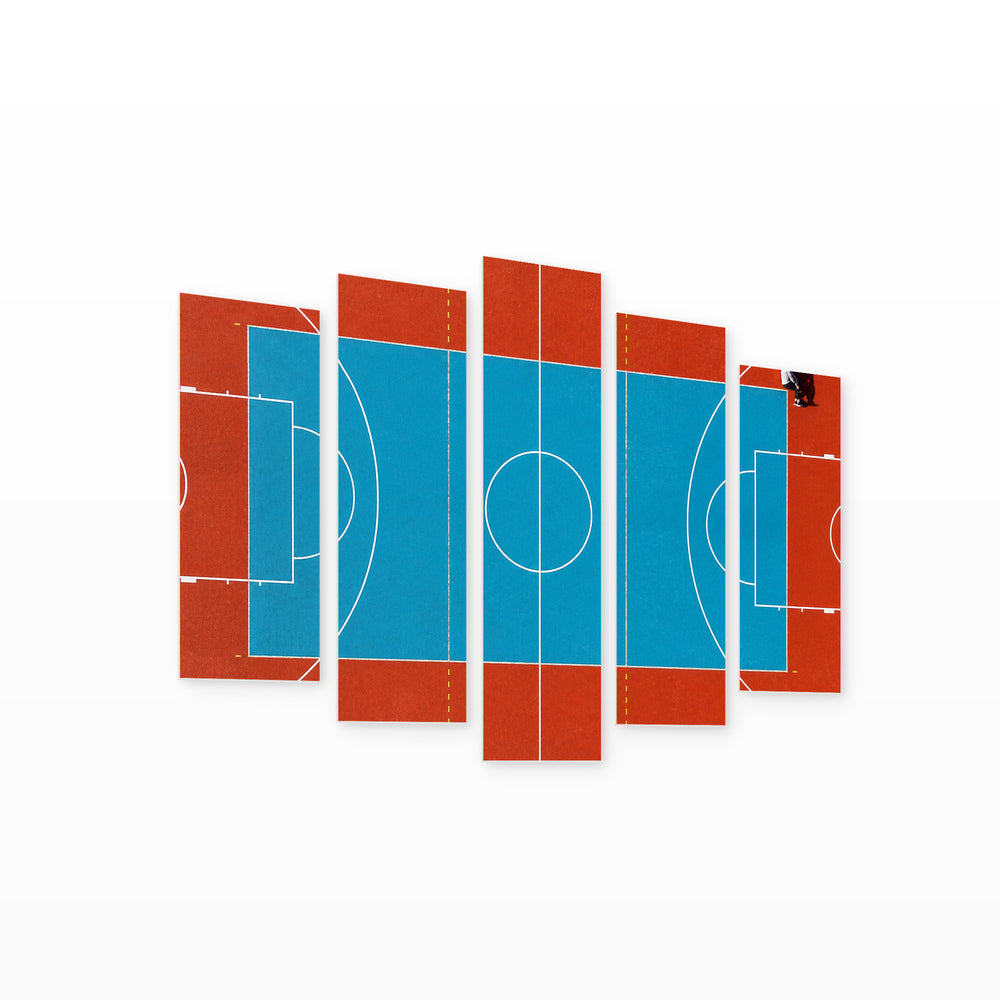 Outdoor Basketball Court Motion Study — five-panel wall art on white background in perspective | 5wallart 51615 M1