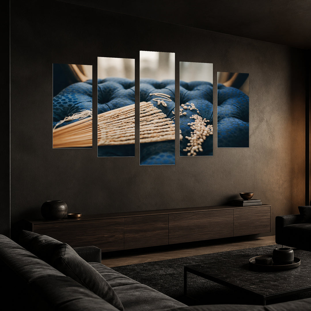 Pearls in Serene Light — five-panel wall art in perspective interior | 5wallart 51775 M2