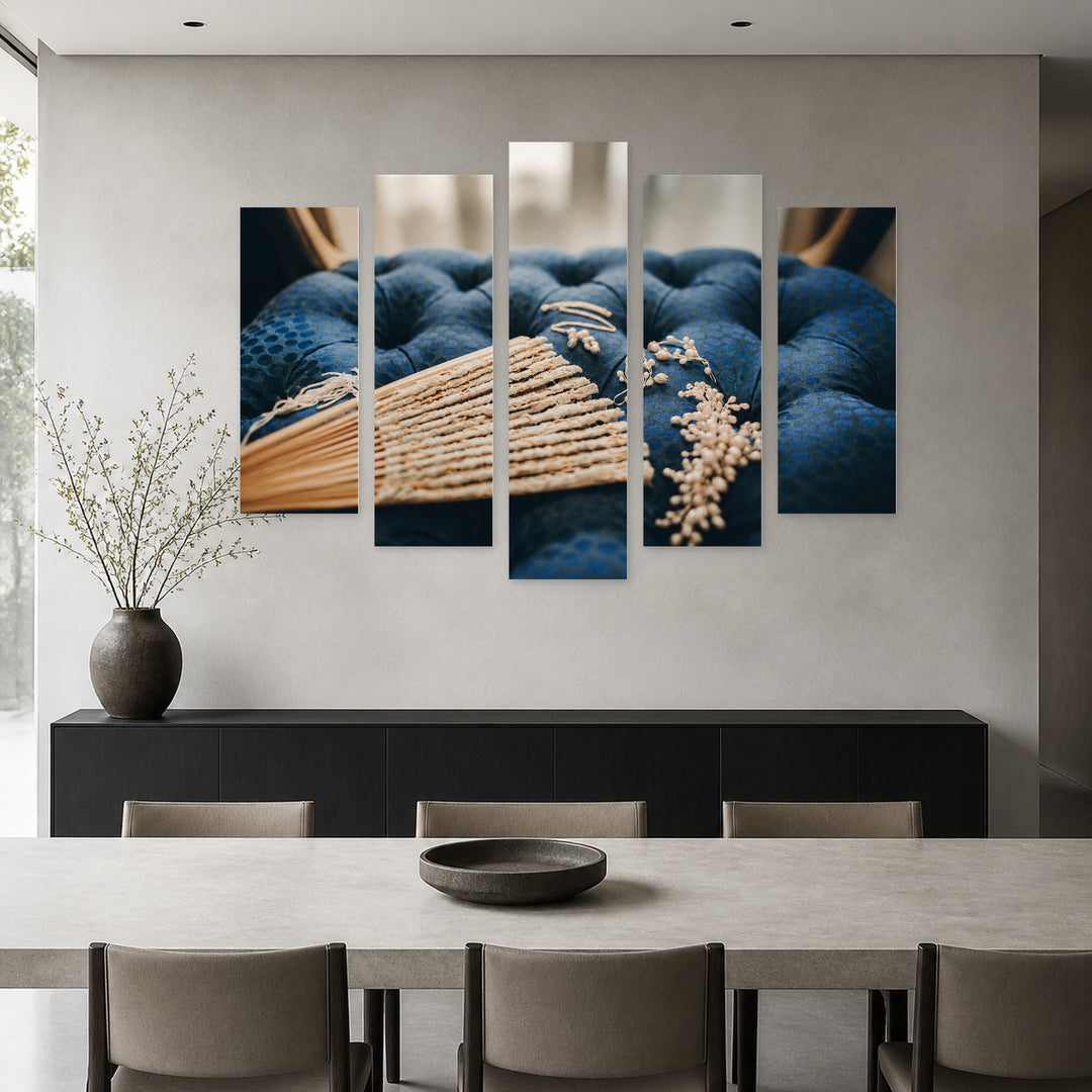 Pearls in Serene Light — five-panel wall art in alternate frontal interior | 5wallart 51775 M4