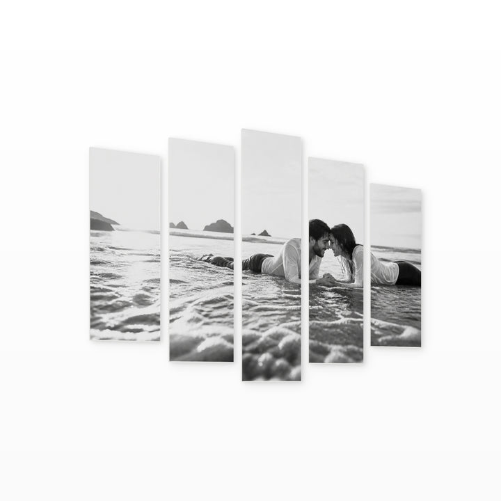Lovers in the Water with Dreamlike Atmosphere — five-panel wall art on white background in perspective | 5wallart 51804 M1