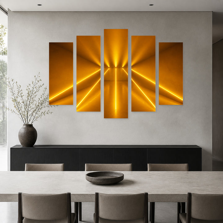 Abstract Minimalist Background with Geometric Rhythm — five-panel wall art in frontal interior | 5wallart 51840 M3