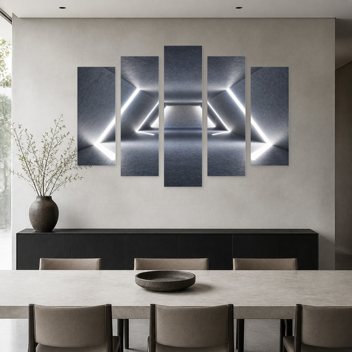 Daylight Tunnel with Geometric Rhythm — five-panel wall art in frontal interior | 5wallart 51850 M3