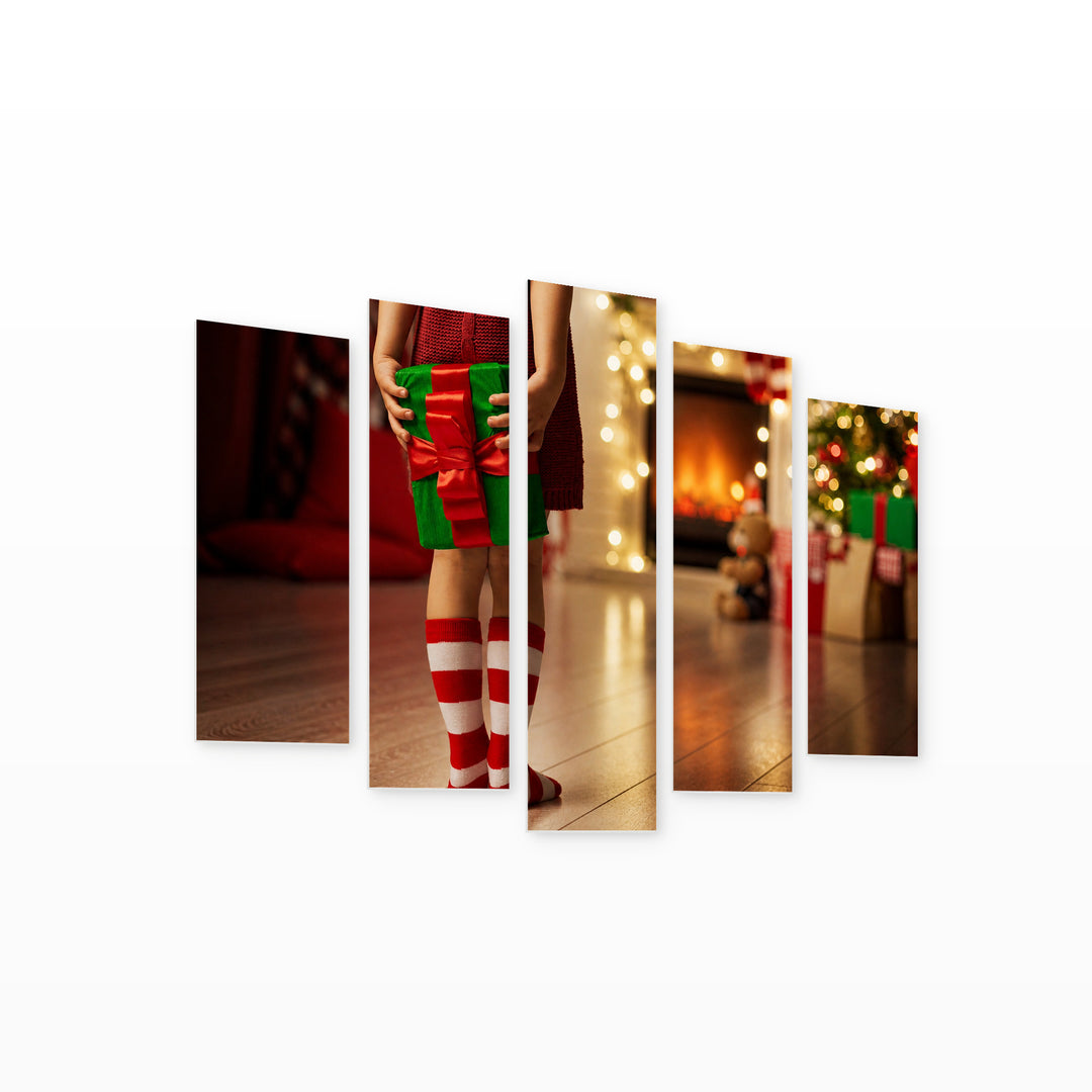 Surprise with Geometric Rhythm — five-panel wall art on white background in perspective | 5wallart 52032 M1