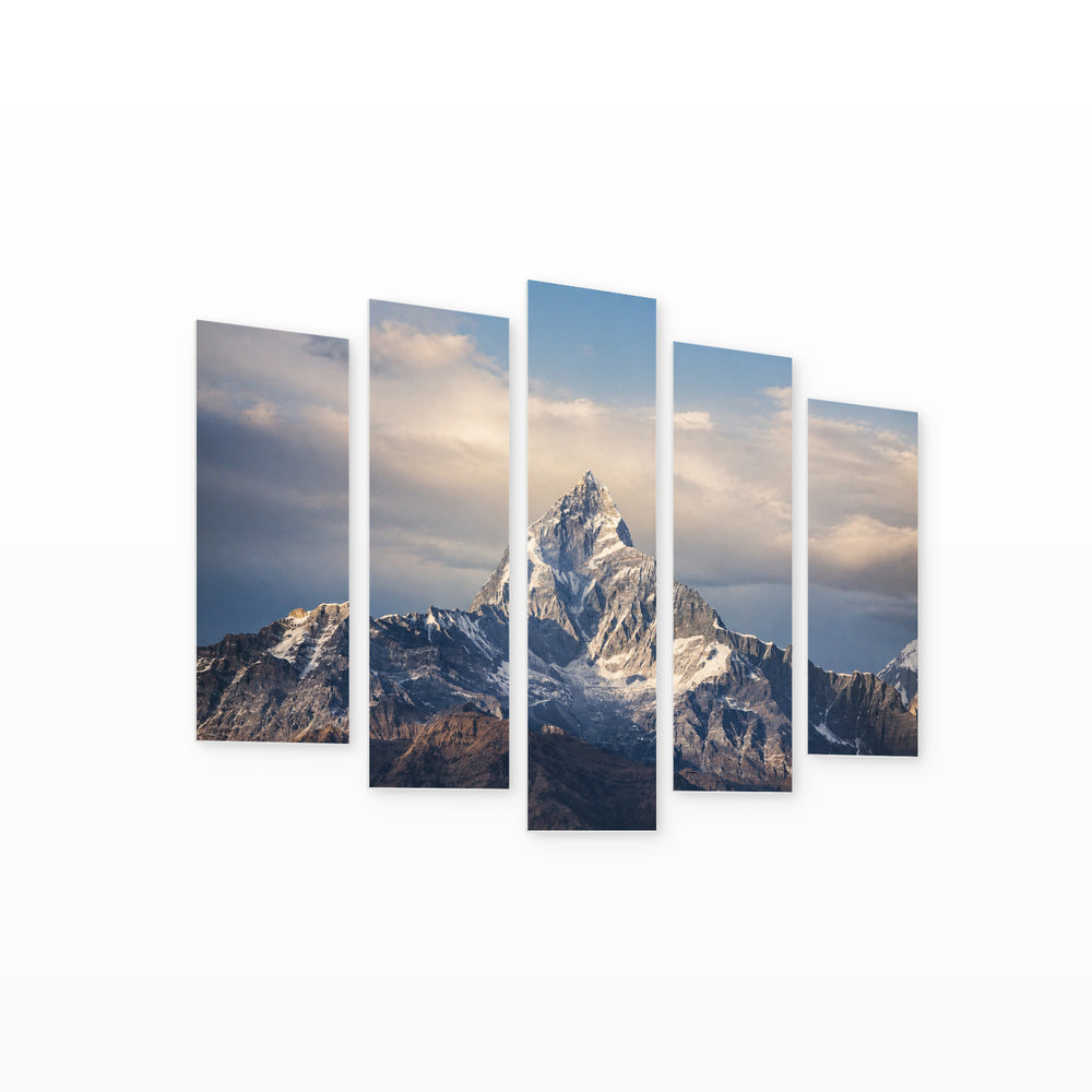 Himalayan Mountain in Winter — five-panel wall art on white background in perspective | 5wallart 52158 M1