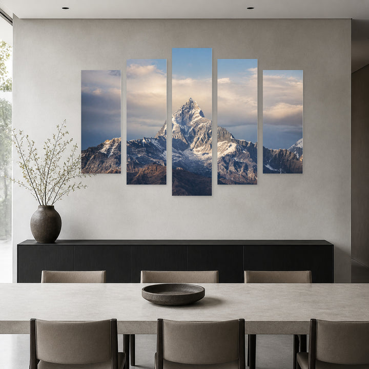 Himalayan Mountain in Winter — five-panel wall art in frontal interior | 5wallart 52158 M3
