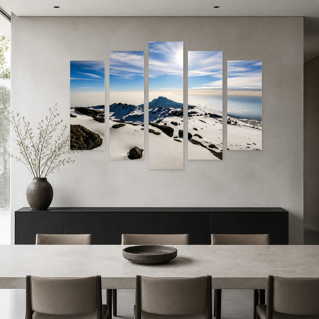 Snow on Mount Kilimanjaro in Winter — five-panel wall art in alternate frontal interior | 5wallart 52165 M4