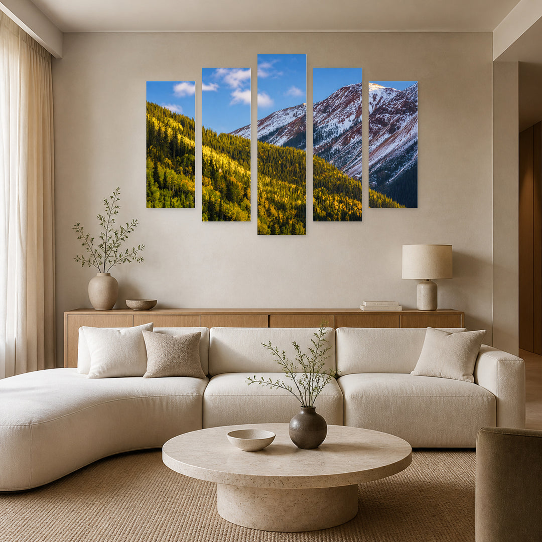Colorado in Autumn in Serene Light — five-panel wall art in frontal interior | 5wallart 52177 M3