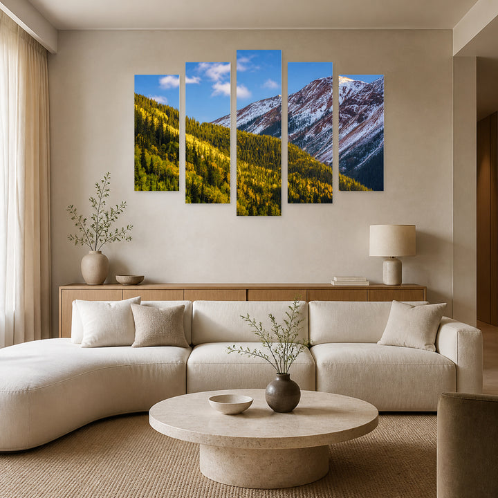 Colorado in Autumn in Serene Light — five-panel wall art in frontal interior | 5wallart 52177 M3