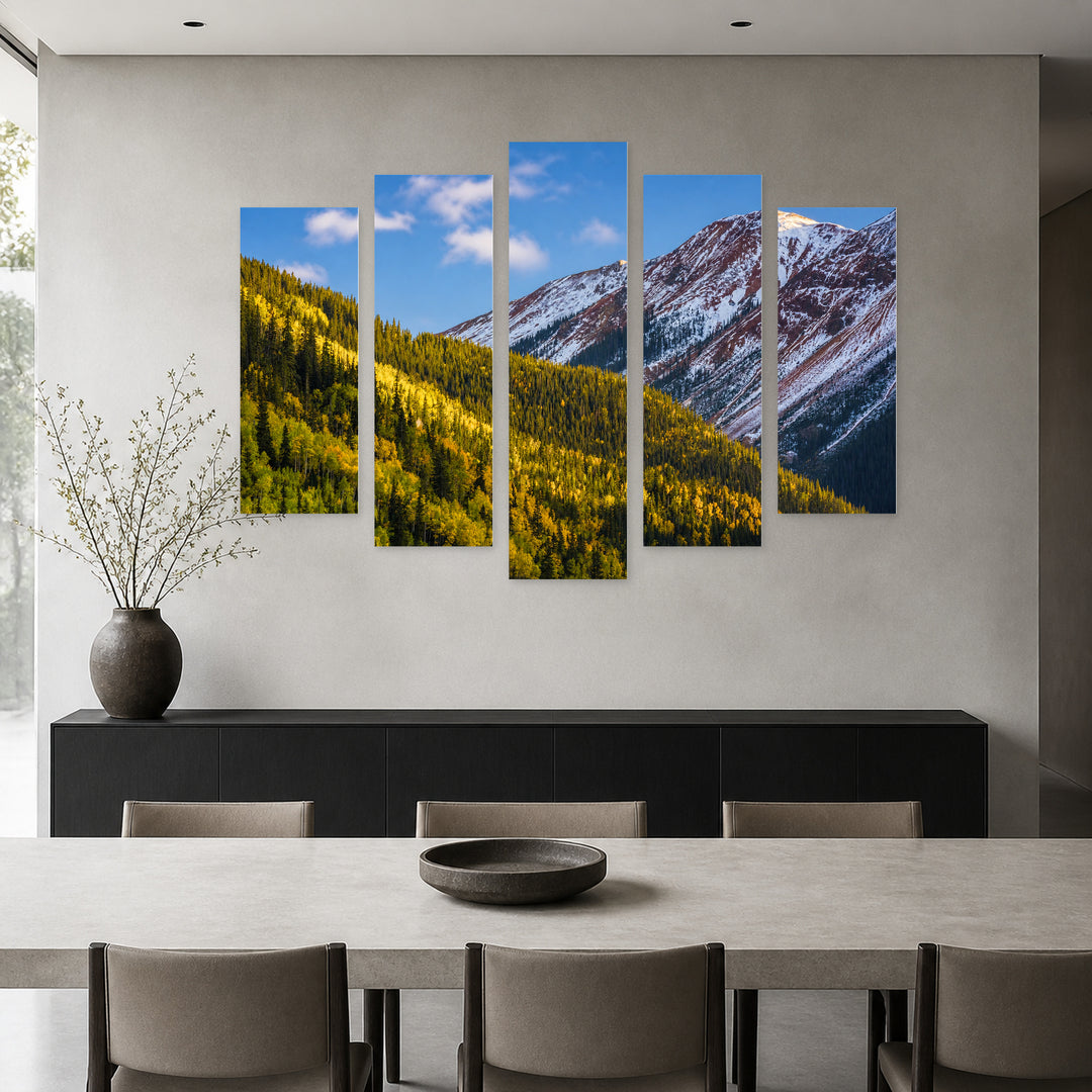 Colorado in Autumn in Serene Light — five-panel wall art in alternate frontal interior | 5wallart 52177 M4