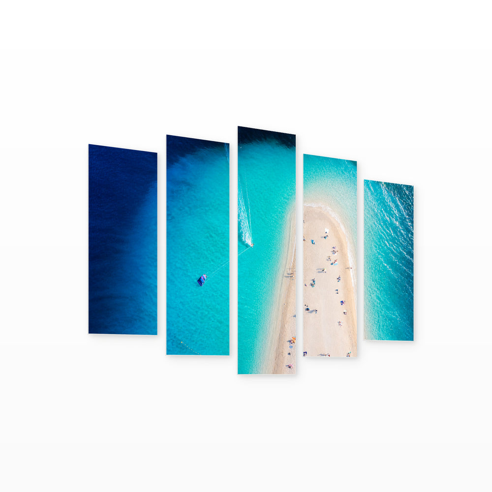 Hvar Island in Croatia with Geometric Rhythm — five-panel wall art on white background in perspective | 5wallart 52345 M1