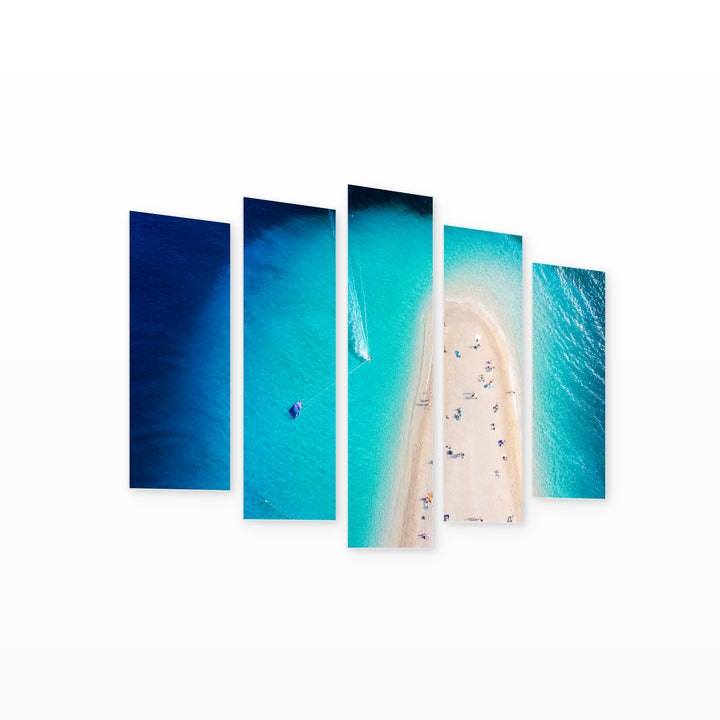 Hvar Island in Croatia with Geometric Rhythm — five-panel wall art on white background in perspective | 5wallart 52345 M1