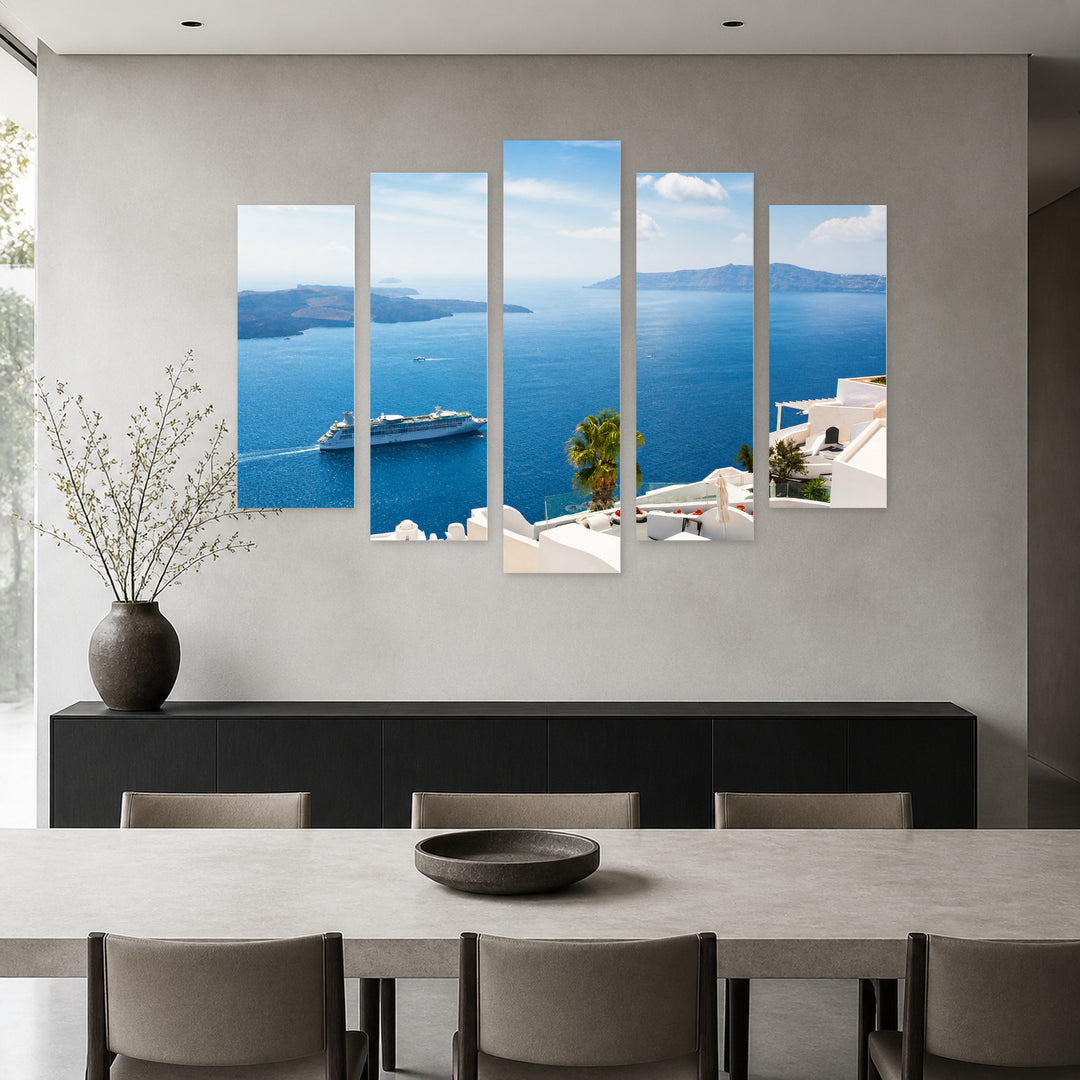 Landscape with Sea View in Serene Light — five-panel wall art in frontal interior | 5wallart 52368 M3