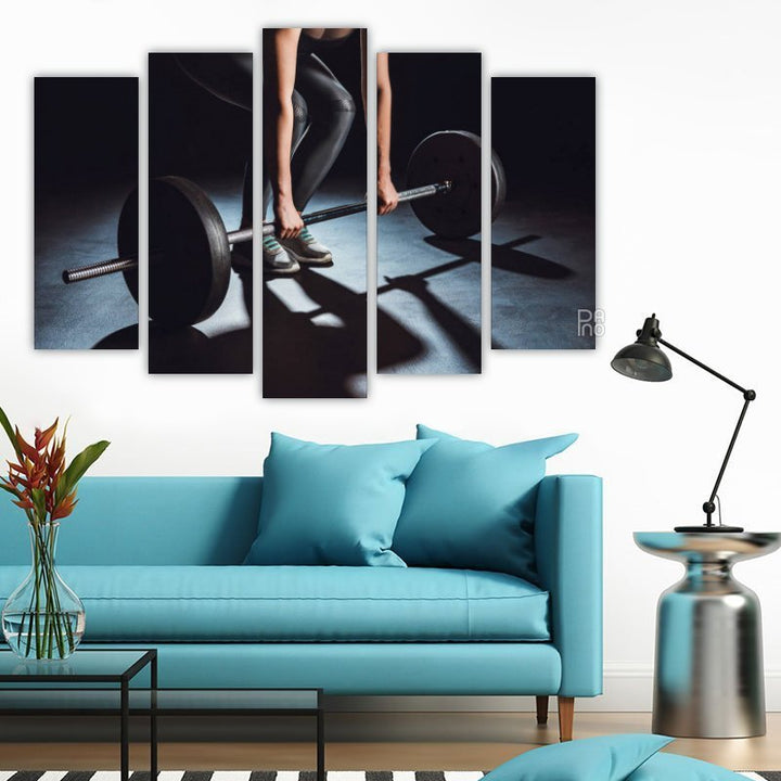 Weightlifter – five-piece modular wall art