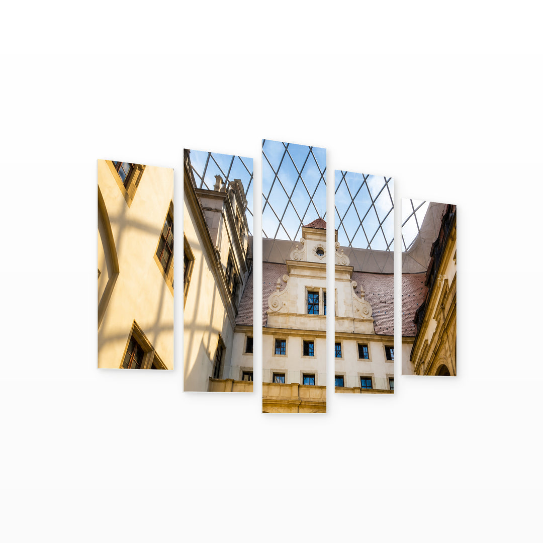 Interior of Dresden in Serene Light — five-panel wall art on white background in perspective | 5wallart 52465 M1