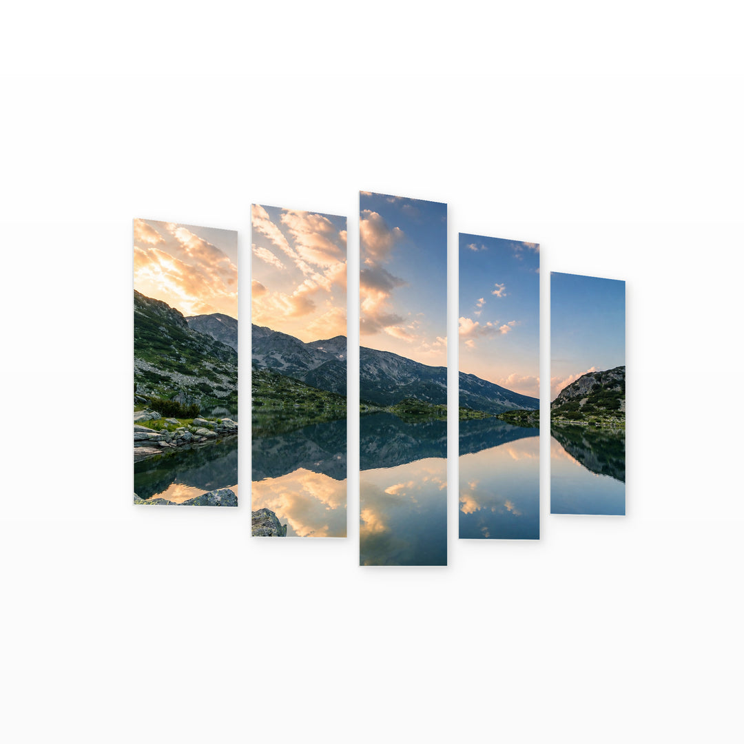 Popovo Lake in Bezbog in Serene Light — five-panel wall art on white background in perspective | 5wallart 52485 M1