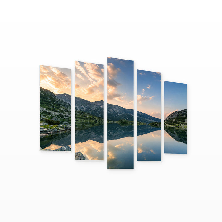 Popovo Lake in Bezbog in Serene Light — five-panel wall art on white background in perspective | 5wallart 52485 M1