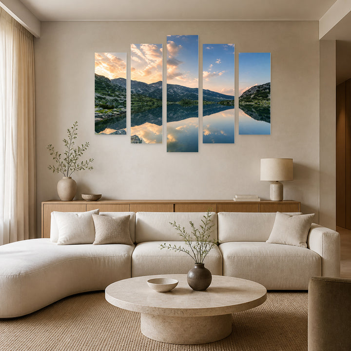 Popovo Lake in Bezbog in Serene Light — five-panel wall art in frontal interior | 5wallart 52485 M3