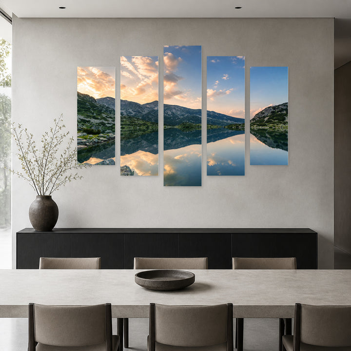 Popovo Lake in Bezbog in Serene Light — five-panel wall art in alternate frontal interior | 5wallart 52485 M4