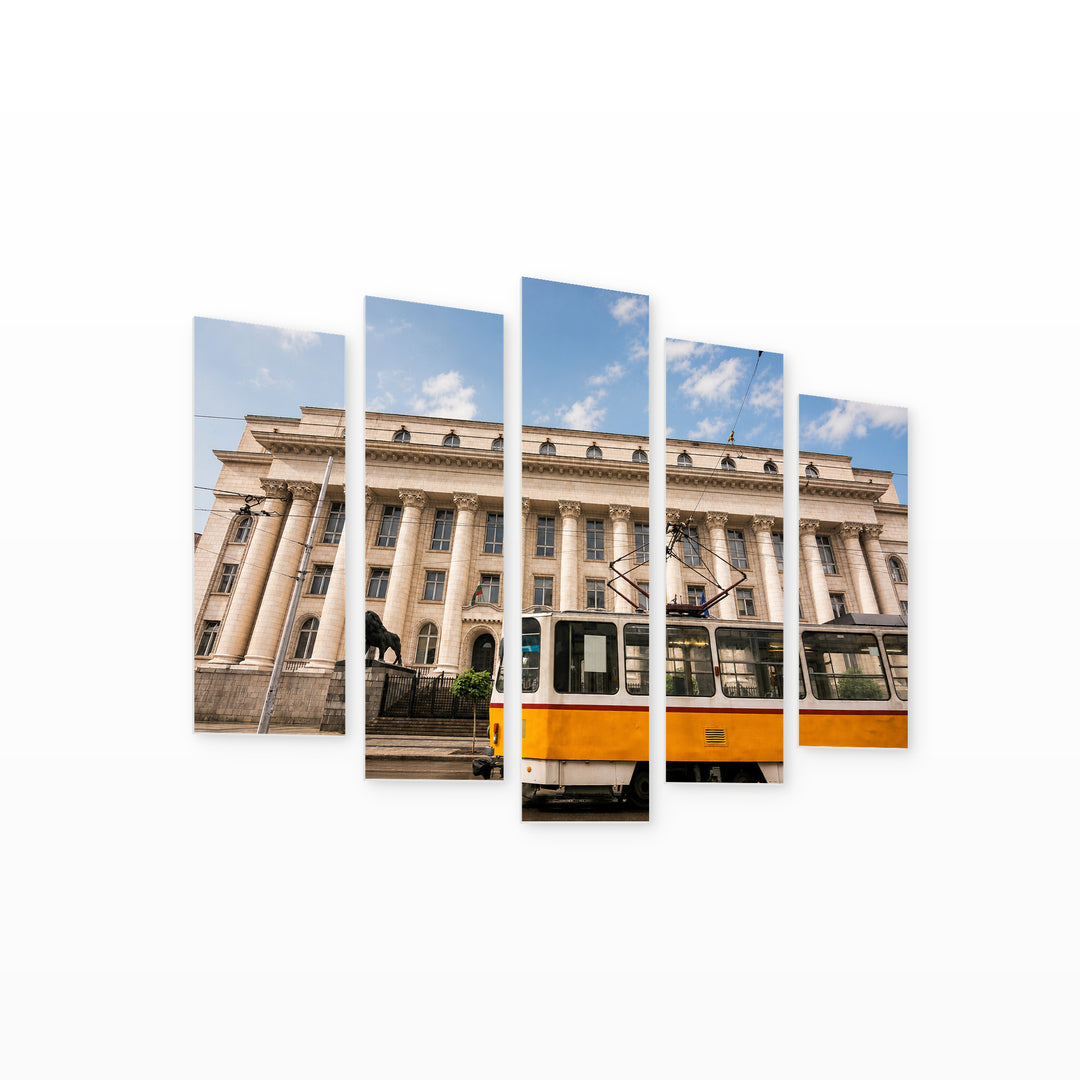 Courthouse in Serene Light — five-panel wall art on white background in perspective | 5wallart 52487 M1
