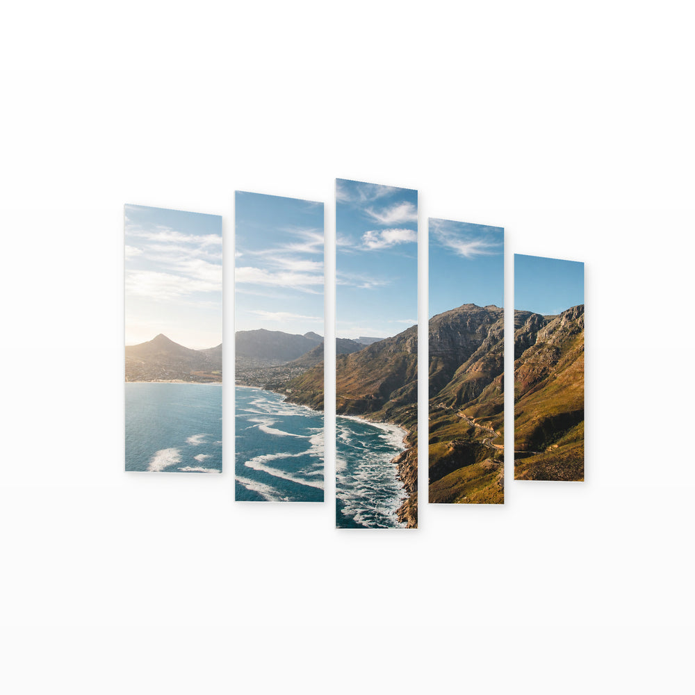 Aerial View of Cape Town with Dreamlike Atmosphere — five-panel wall art on white background in perspective | 5wallart 52504 M1