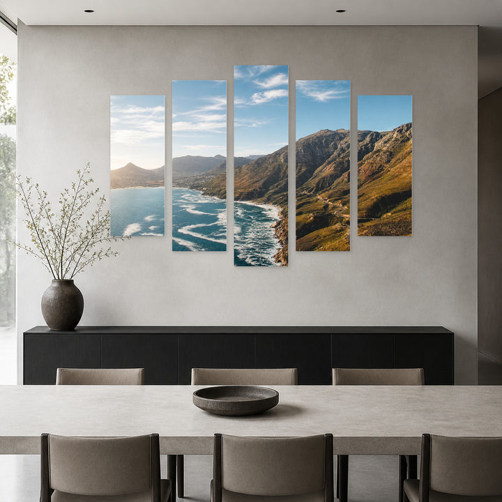 Aerial View of Cape Town with Dreamlike Atmosphere — five-panel wall art in frontal interior | 5wallart 52504 M3