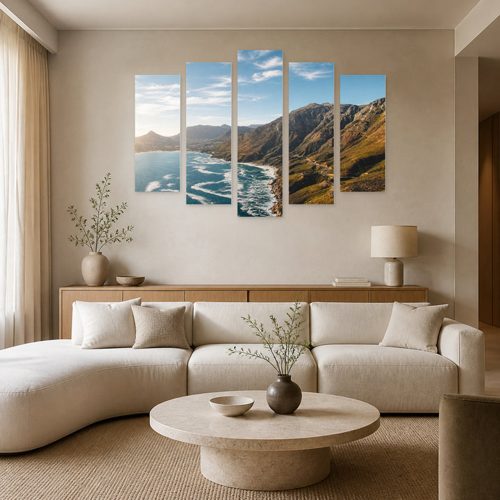 Aerial View of Cape Town with Dreamlike Atmosphere — five-panel wall art in alternate frontal interior | 5wallart 52504 M4