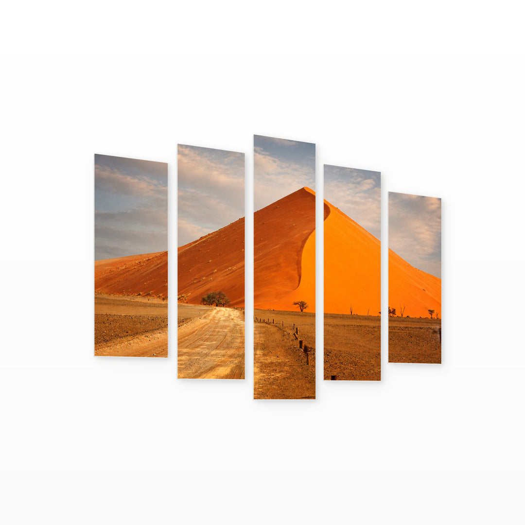 Desert Landscape in Serene Light — five-panel wall art on white background in perspective | 5wallart 52510 M1