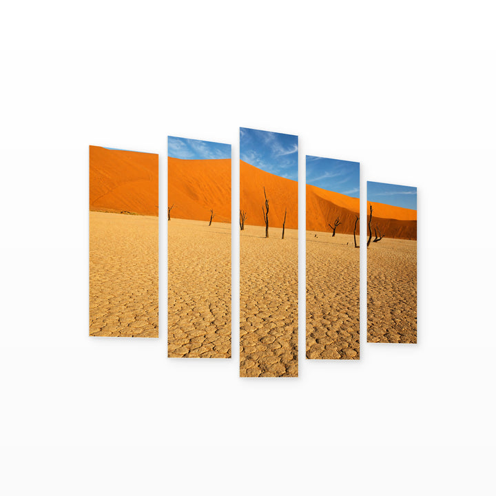 African Landscape Landscape Study — five-panel wall art on white background in perspective | 5wallart 52511 M1