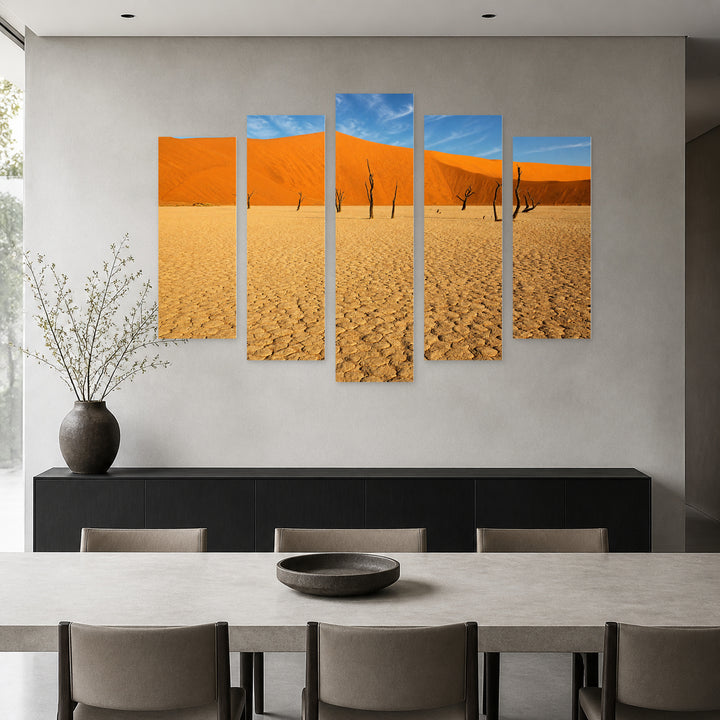 African Landscape Landscape Study — five-panel wall art in alternate frontal interior | 5wallart 52511 M4