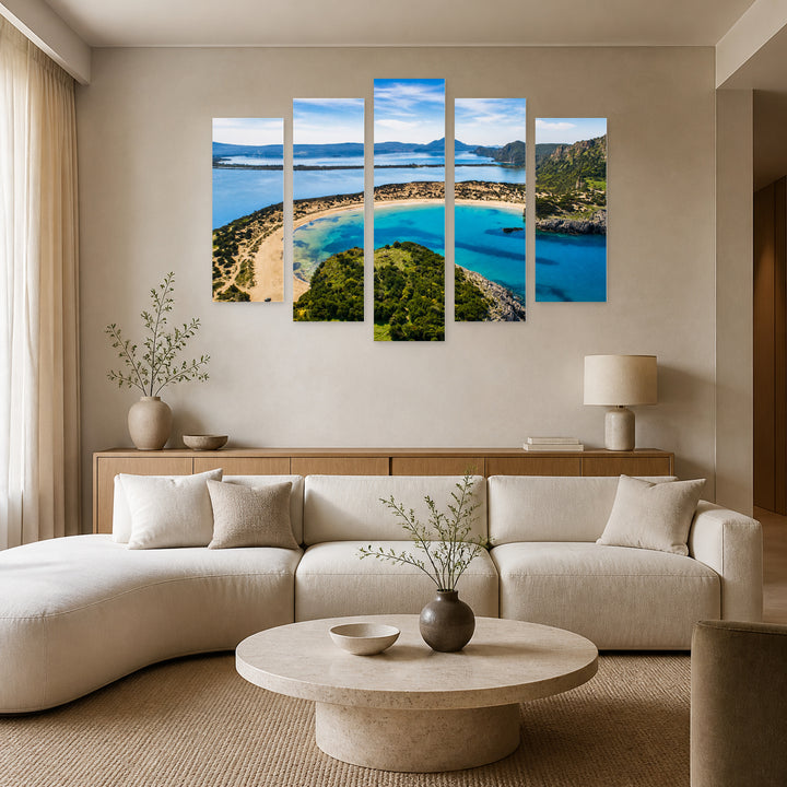 Voidokilia Lagoon with Dreamlike Atmosphere — five-panel wall art in frontal interior | 5wallart 52593 M3