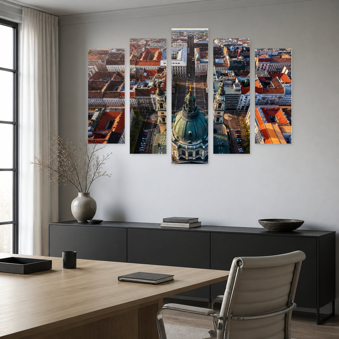 Budapest, Hungary in Serene Light — five-panel wall art in frontal interior | 5wallart 52608 M3