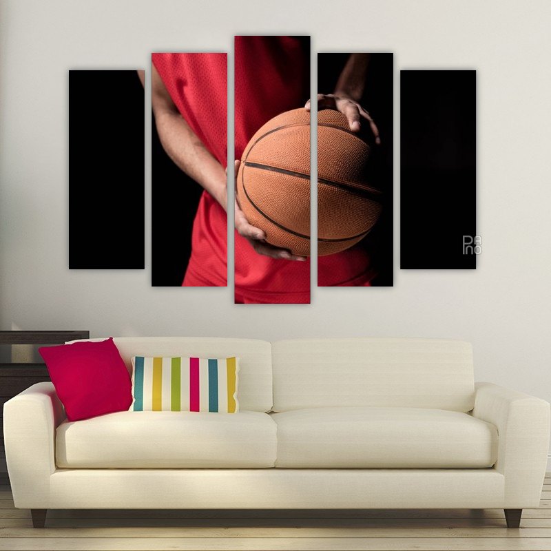 Basketball Player with Ball – five-piece modular wall art
