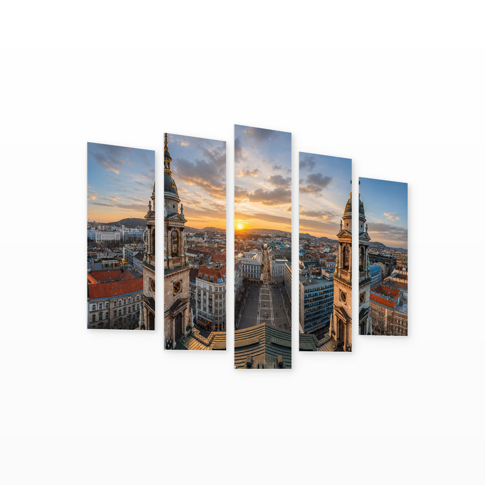 Impressive Basilica in Blue and Gold — five-panel wall art on white background in perspective | 5wallart 52614 M1