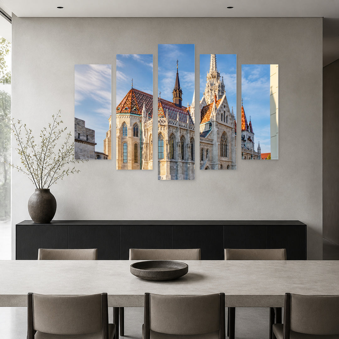 Matthias Church in Serene Light — five-panel wall art in frontal interior | 5wallart 52620 M3