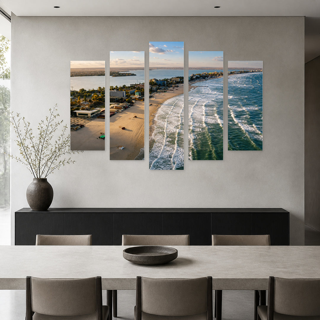 Black Sea Coast of Romania — five-panel wall art in frontal interior | 5wallart 52640 M3