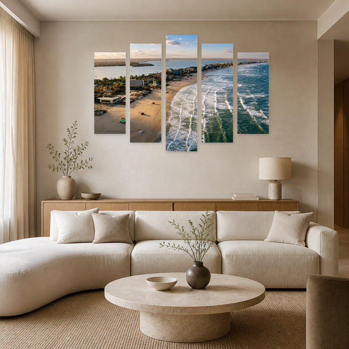 Black Sea Coast of Romania — five-panel wall art in alternate frontal interior | 5wallart 52640 M4