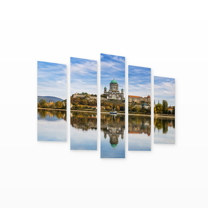 Basilica of the Holy Virgin Urban Panorama — five-panel wall art on white background in perspective | 5wallart 52673 M1