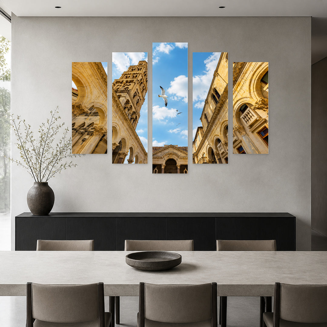 Palace of Diocletian in Serene Light — five-panel wall art in frontal interior | 5wallart 52686 M3