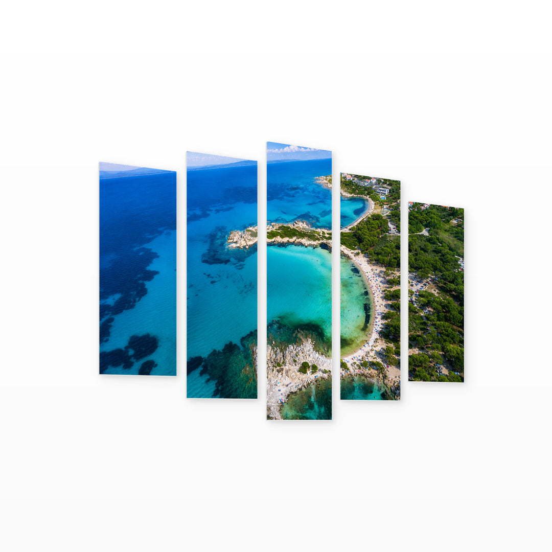 Karidi Beach with Dreamlike Atmosphere — five-panel wall art on white background in perspective | 5wallart 52692 M1