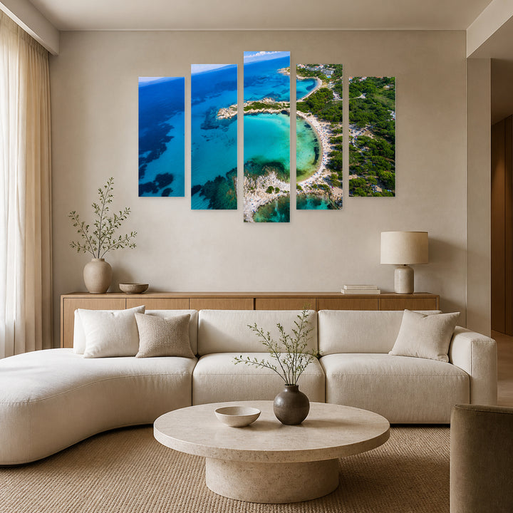 Karidi Beach with Dreamlike Atmosphere — five-panel wall art in alternate frontal interior | 5wallart 52692 M4