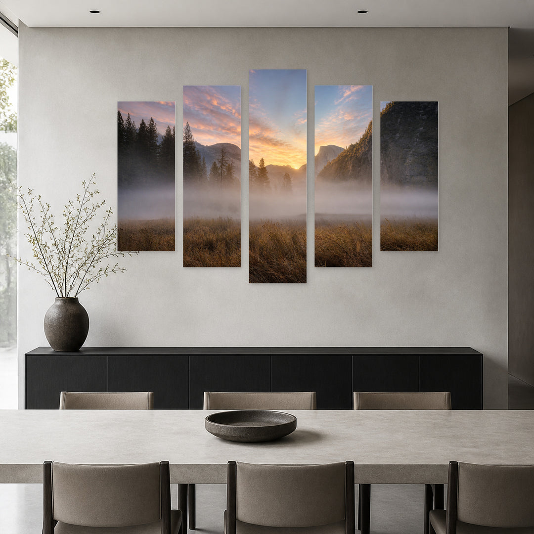 Landscapes of Yosemite National Park Landscape Study — five-panel wall art in alternate frontal interior | 5wallart 52713 M4