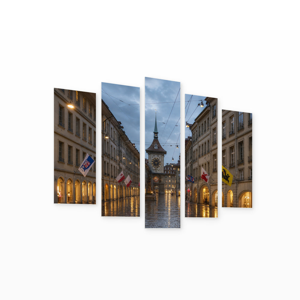 Kramgase Street with Dreamlike Atmosphere — five-panel wall art on white background in perspective | 5wallart 52726 M1