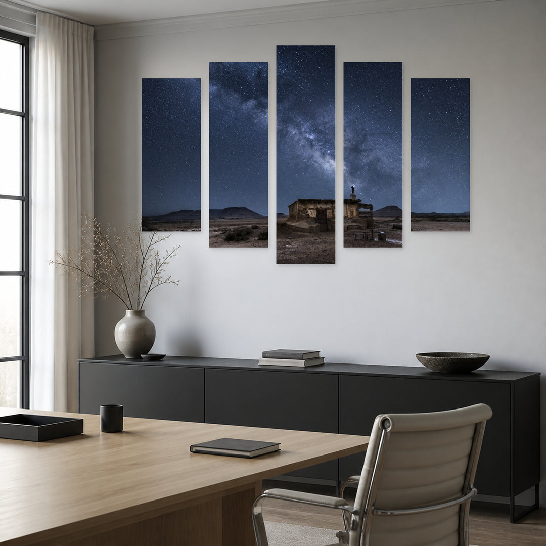 Desert Night under Moonlight — five-panel wall art in frontal interior | 5wallart 52744 M3