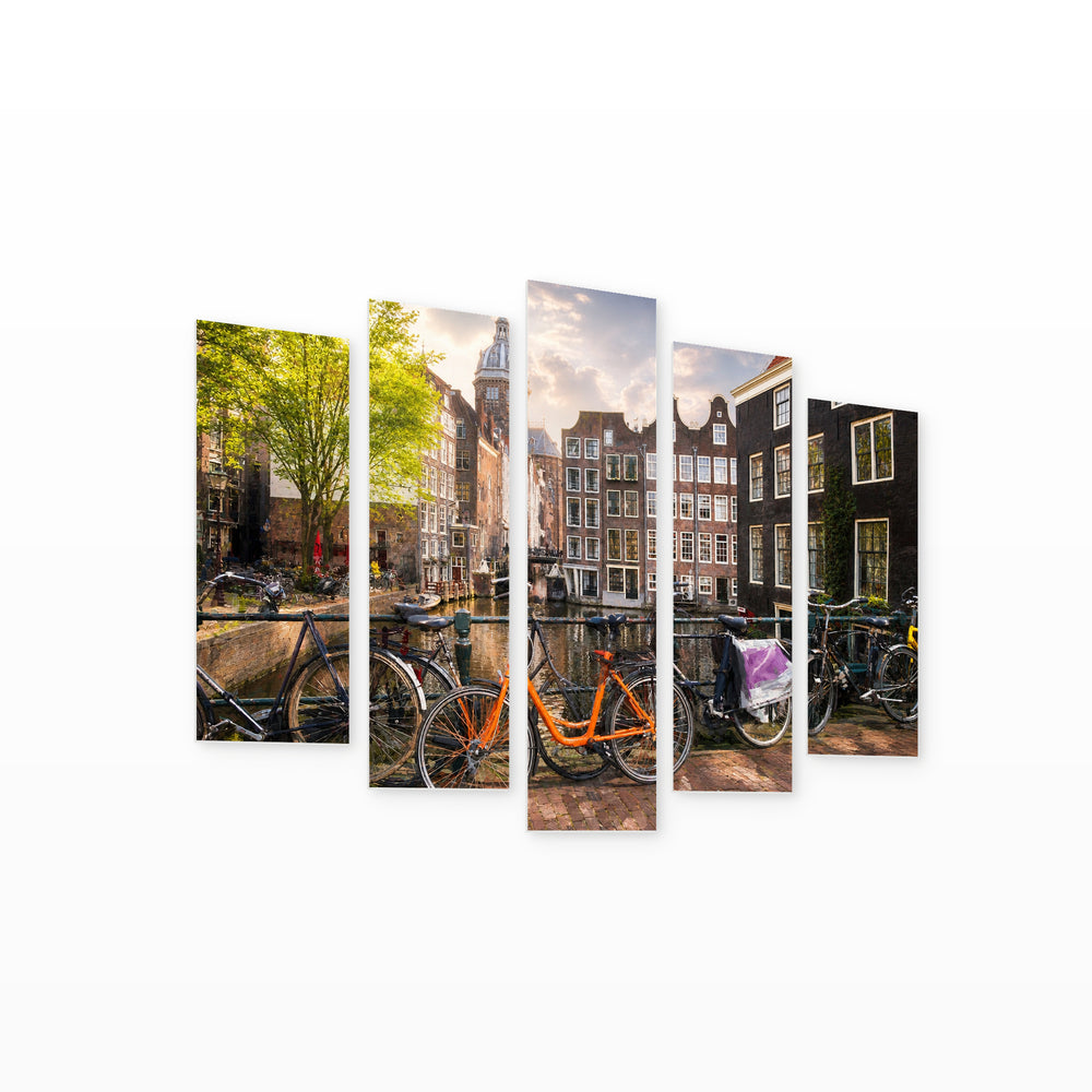 Amsterdam with Dreamlike Atmosphere — five-panel wall art on white background in perspective | 5wallart 52764 M1