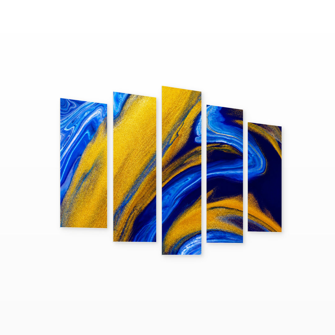 Liquid Acrylic Blend in Serene Light — five-panel wall art on white background in perspective | 5wallart 52864 M1