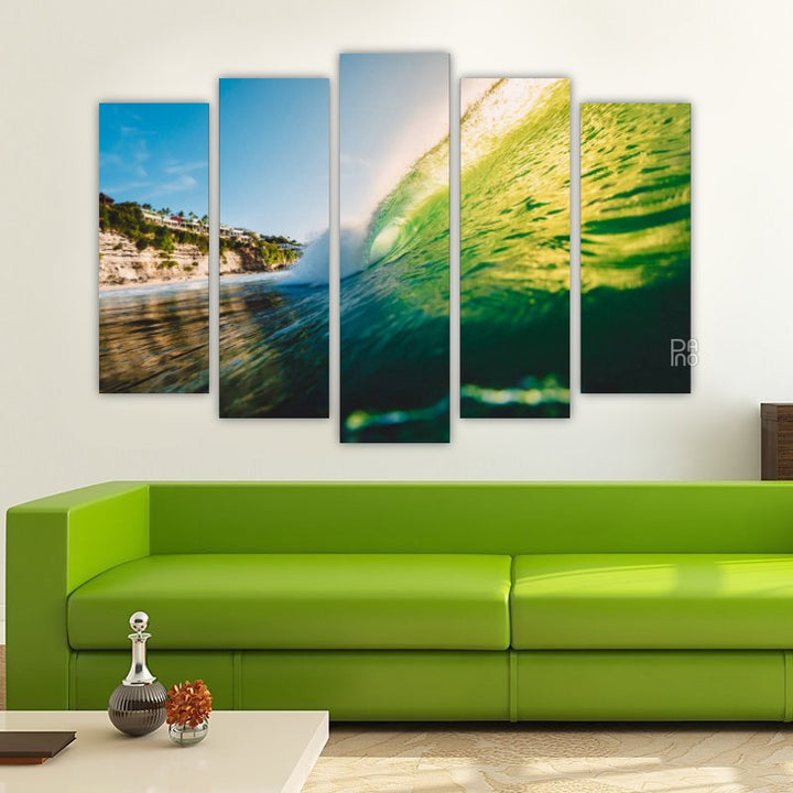 Perfect wave for surfing – five-piece modular wall art