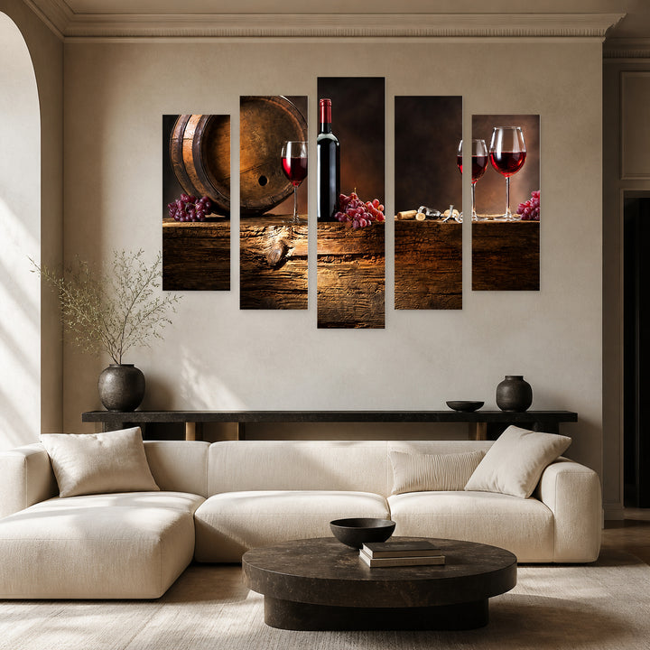 Cellar in Serene Light — five-panel wall art in frontal interior | 5wallart 53011 M3