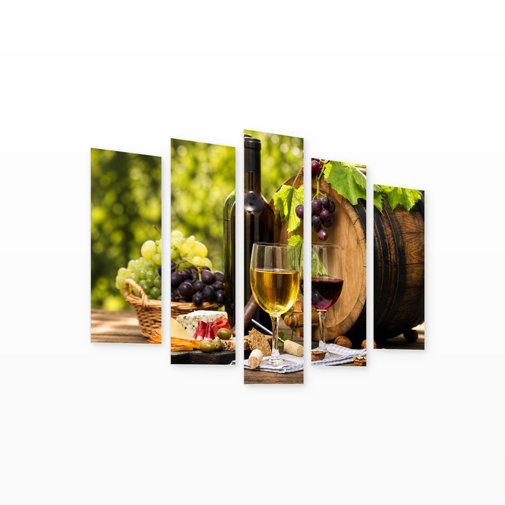 Wine Bouquet Still Life — five-panel wall art on white background in perspective | 5wallart 53027 M1