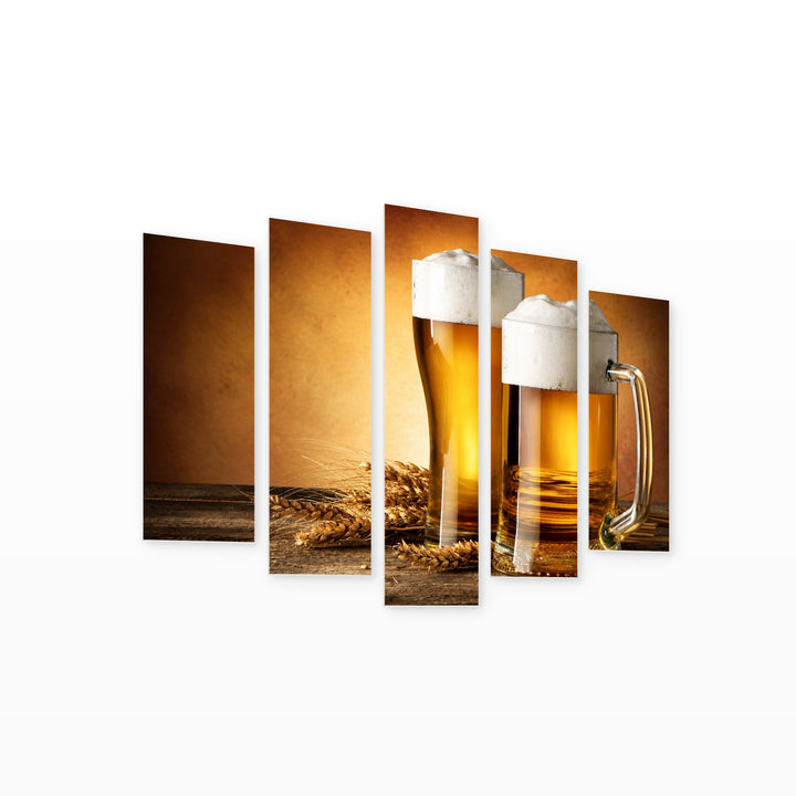 Beer Still Life — five-panel wall art on white background in perspective | 5wallart 53028 M1